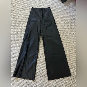Zara Black Leather-Style Trousers